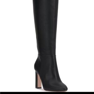 Black Leather Knee-High Boots